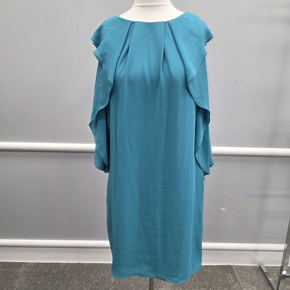 Vince Camuto Teal Ruffle Sleeve Dress